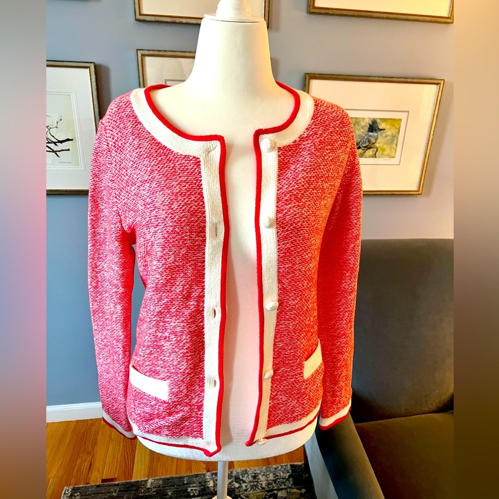 GAP Orange button down sweater with white trim. NWT
